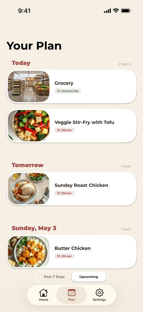 noBrainer daily plan screen