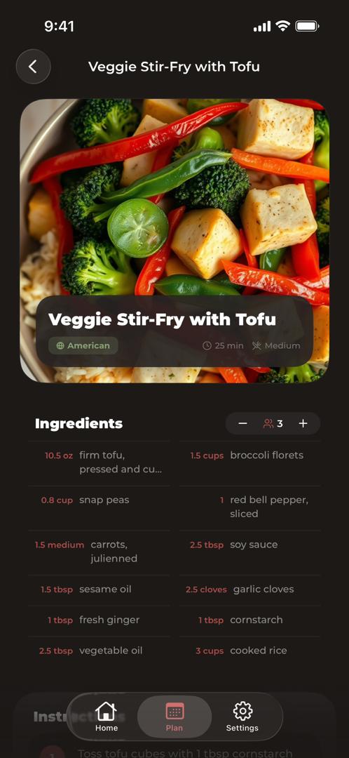 noBrainer recipe detail screen
